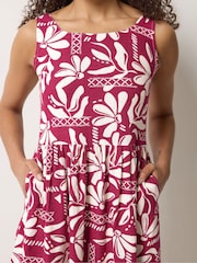 M&Co Purple Fit & Flare Linen Blend Dress - Image 4 of 5