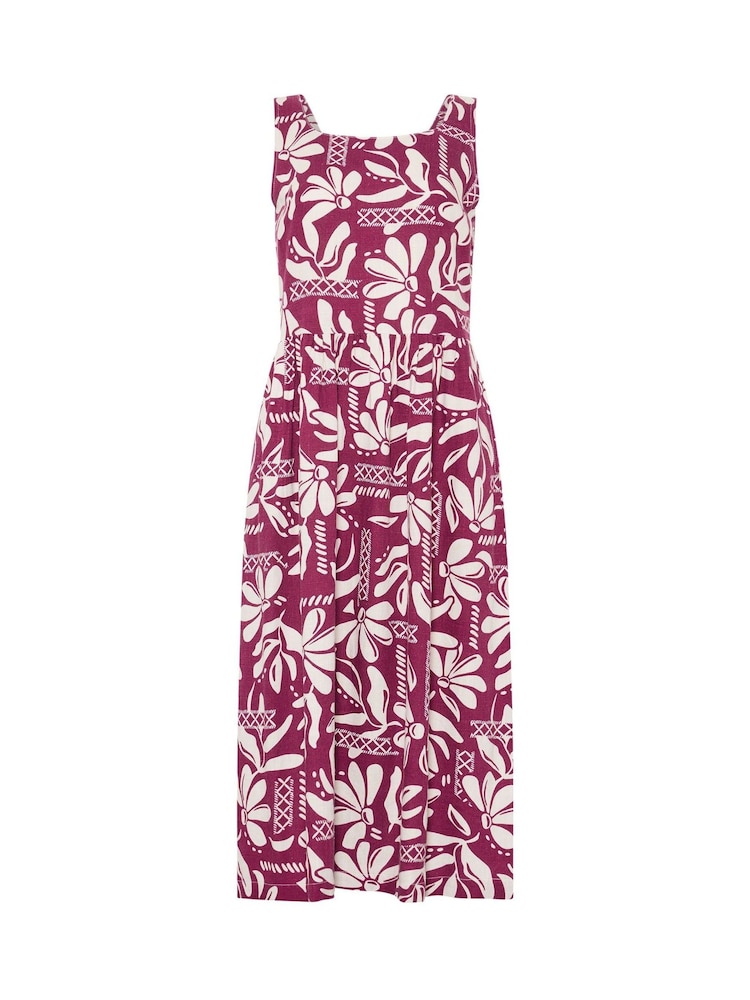 M&Co Purple Fit & Flare Linen Blend Dress - Image 5 of 5