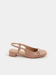 Long Tall Sally Natural Snaffle Slingback Heels - Image 3 of 5