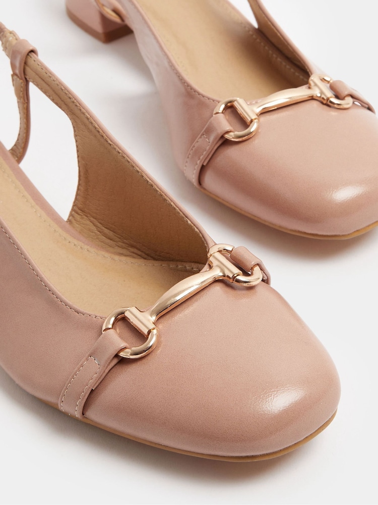 Long Tall Sally Natural Snaffle Slingback Heels - Image 5 of 5