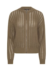 חום - PixieGirl Petite Crochet Bomber Cardigan - תמונה 5 מתוך 5