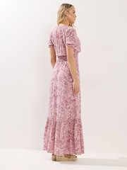 Long Tall Sally Pink Floral Shirred Maxi Dress - Image 3 of 5