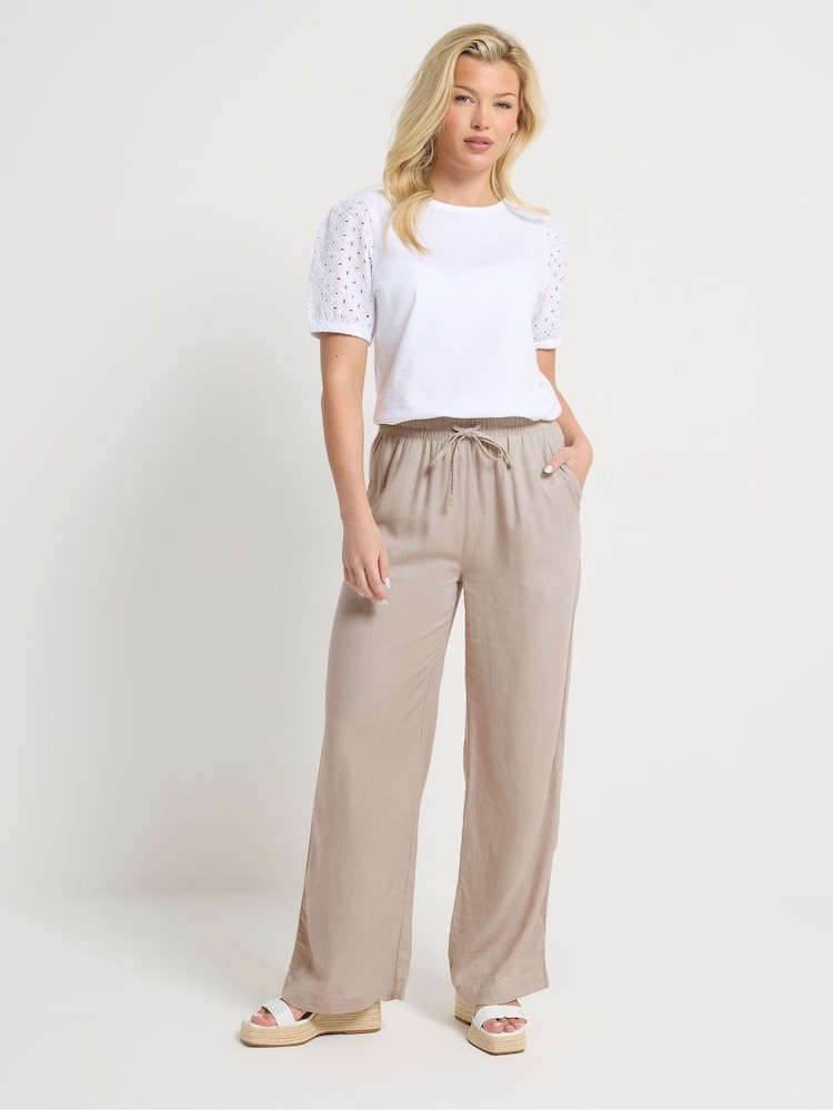 M&Co Wide Leg Linen Blend Trousers - תמונה 2 מתוך 4