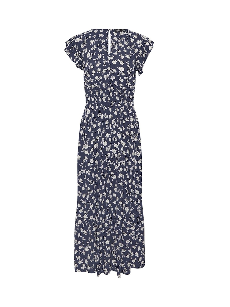 Μπλε - M&Co Φλοράλ Μακρύ φόρεμα με βολάν Petite - Εικόνα 5 από 5