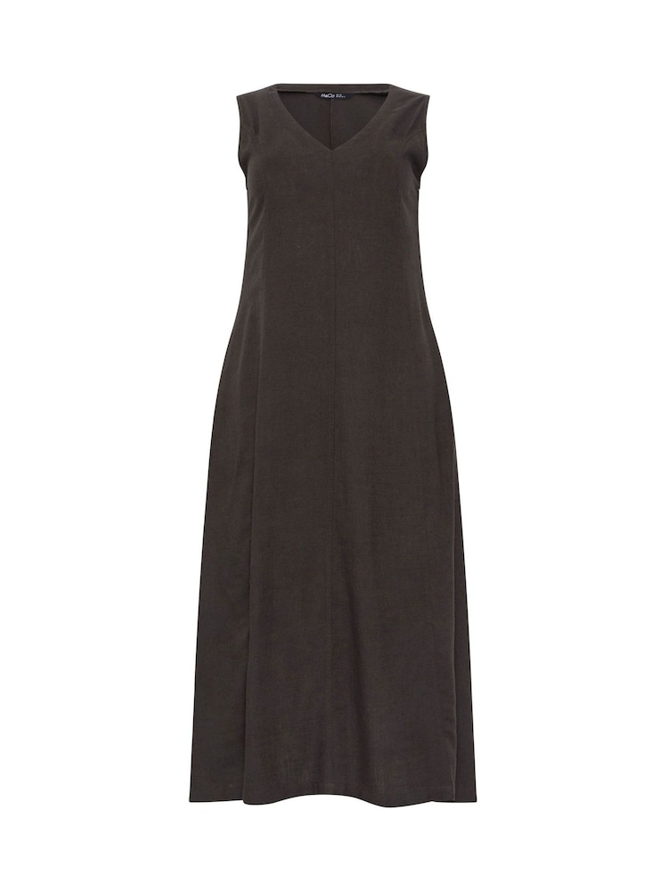 M&Co Brown V-Neck Fit & Flare Linen Blend Dress - Image 6 of 6 M&Co Brown V-Neck Fit & Flare Linen Blend Dress - Image 6 of 6