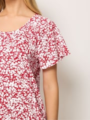 M&Co Red Ditsy Floral Cotton Scoop Neck Top - Image 4 of 5