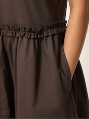 PixieGirl Petite Brown Short Sleeve Mixed Ruffle Seam Midi Dress - Image 4 of 5