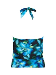 M&Co Black Blurred Floral Print Halter Neck Tankini Top - Image 3 of 3
