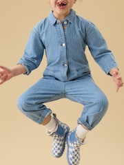 Warm Waterproof Fur-Lined Ankle Wellie Blue Boots Check Print - Image 2 of 6