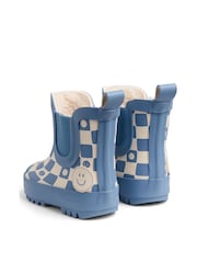 Warm Waterproof Fur-Lined Ankle Wellie Blue Boots Check Print - Image 6 of 6
