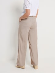M&Co Natural Petite Wide Leg Linen Blend Trousers - Image 3 of 4