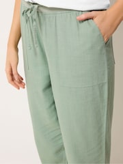 M&Co Green Petite Linen Blend Cropped Trousers - Image 4 of 5