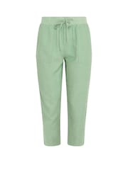 M&Co Green Petite Linen Blend Cropped Trousers - Image 5 of 5