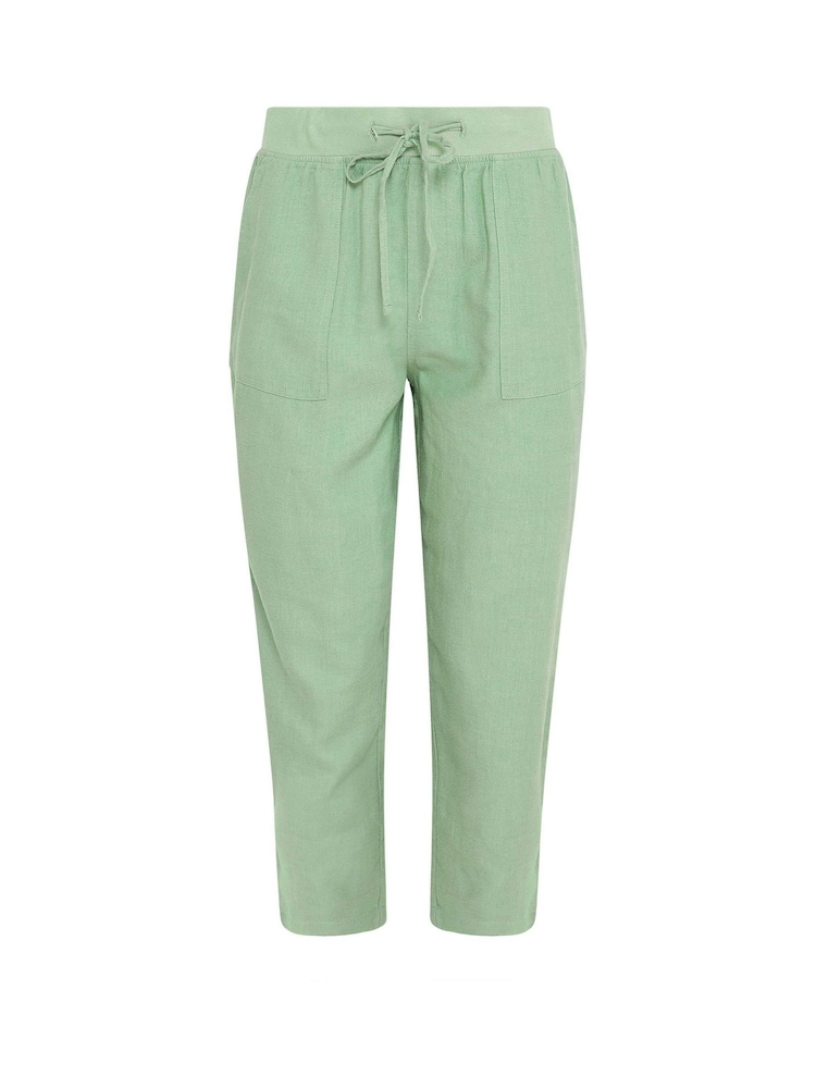 M&Co Green Petite Linen Blend Cropped Trousers - Image 5 of 5