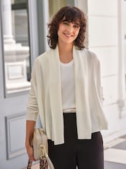 Pure Collection White Cashmere Edge To Edge Cardigan - Image 1 of 3