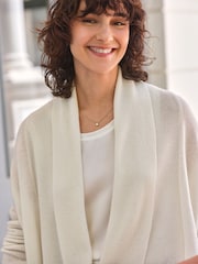 Pure Collection White Cashmere Edge To Edge Cardigan - Image 3 of 3