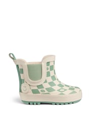 KIDLY by MORI Warm Waterproof Fur-Lined Ankle Wellie Green Boots Check Print - Image 4 of 6