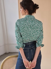 Pure Collection Green Leaf Classic Cotton Fitted Printed Shirt - Image 2 of 3