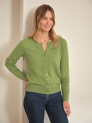 Pure Collection Cashmere Crew Neck Long Sleeve Cardigan - Image 1 of 3
