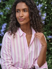 Pure Collection Purple Classic Cotton Fitted Printed Shirt - Image 3 of 3