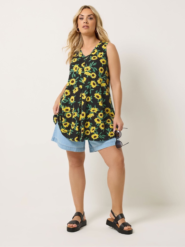 Yours Curve Black Pleated Front Vest Top - Image 2 of 5