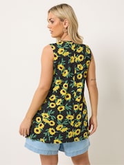 Yours Curve Black Pleated Front Vest Top - Image 3 of 5