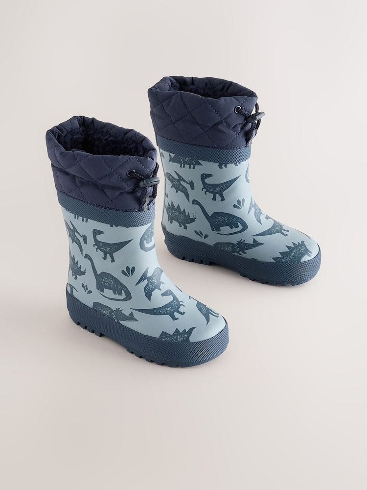 Blue Dino Cuff Welly Wellies - Image 1 of 5 Blue Dino Cuff Welly Wellies - Image 1 of 5