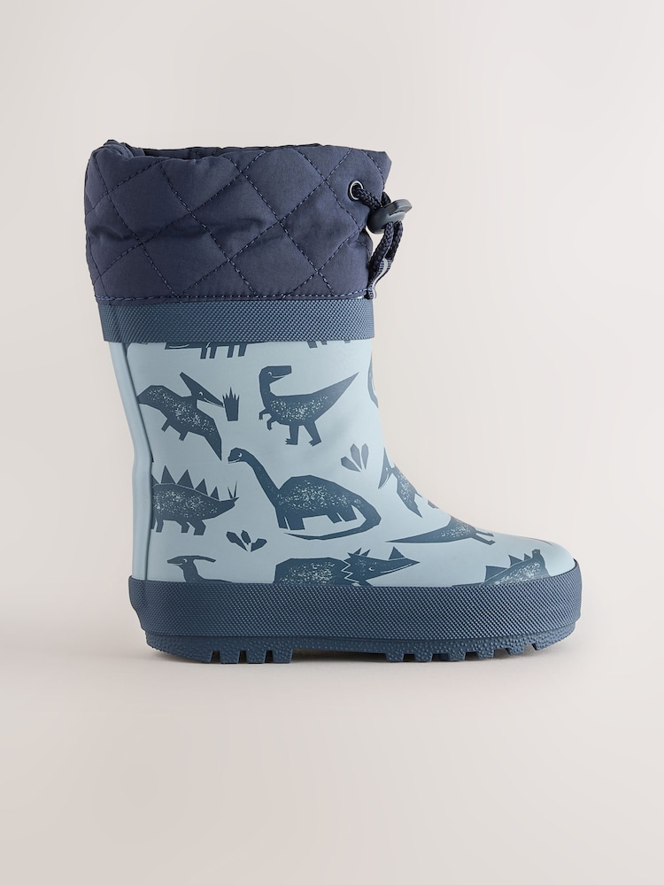 Blue Dino Cuff Welly Wellies - Image 2 of 5 Blue Dino Cuff Welly Wellies - Image 2 of 5