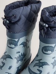Blue Dino Cuff Welly Wellies - Image 4 of 5