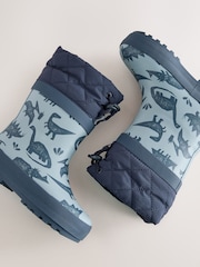 Blue Dino Cuff Welly Wellies - Image 5 of 5