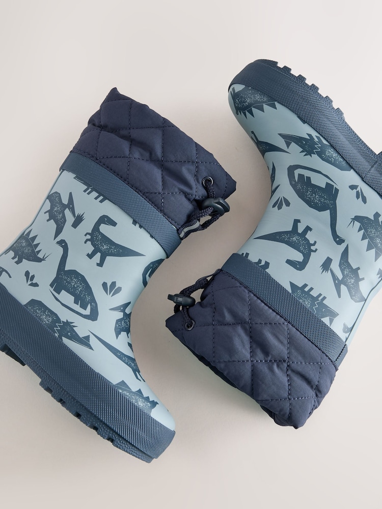 Blue Dino Cuff Welly Wellies - Image 5 of 5 Blue Dino Cuff Welly Wellies - Image 5 of 5