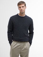Barbour® Charcoal Grey Essential Crew Neck Patch Jumper - Image 1 of 7