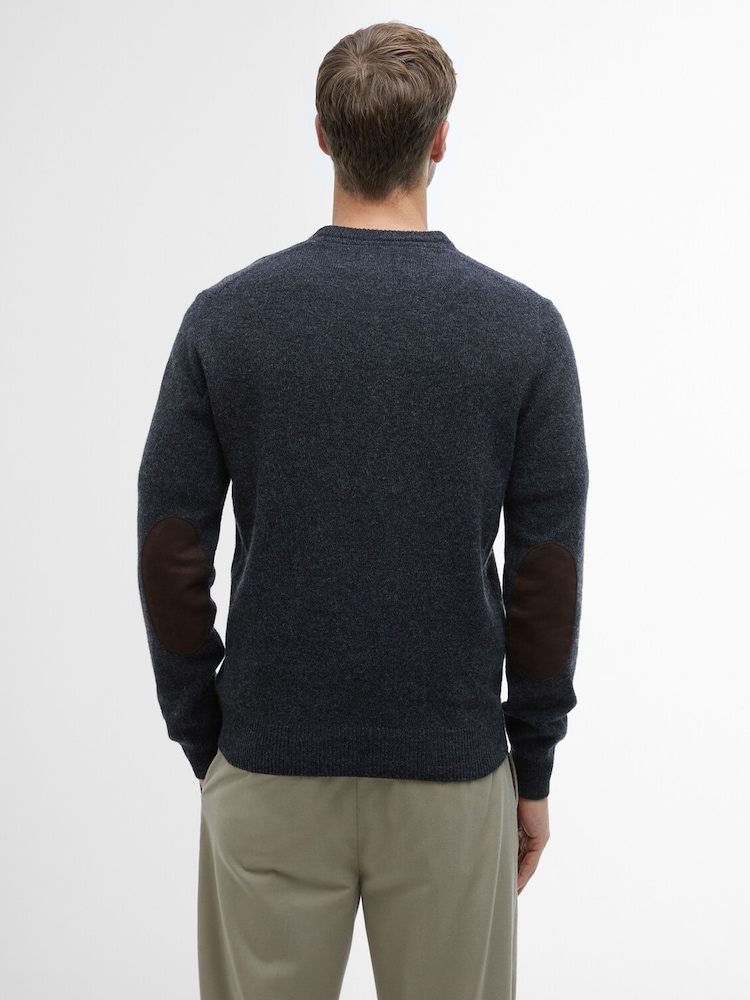 Barbour® Charcoal Grey Essential Crew Neck Patch Jumper - Image 2 of 7 Barbour® Charcoal Grey Essential Crew Neck Patch Jumper - Image 2 of 7