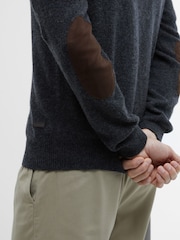 Barbour® Charcoal Grey Essential Crew Neck Patch Jumper - Image 5 of 7