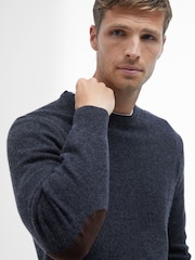 Barbour® Charcoal Grey Essential Crew Neck Patch Jumper - Image 6 of 7
