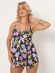 Yours Curve Black Ground Bandeau Swimdress - Image 4 of 6