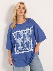Yours Curve Bon Voyage' Slogan T-Shirt - תמונה 1 מתוך 5