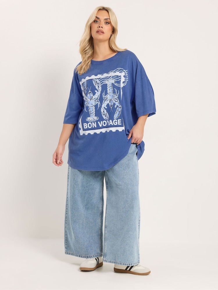 Yours Curve Bon Voyage' Slogan T-Shirt - תמונה 2 מתוך 5