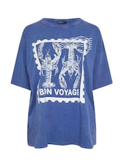 Yours Curve Bon Voyage' Slogan T-Shirt - תמונה 5 מתוך 5