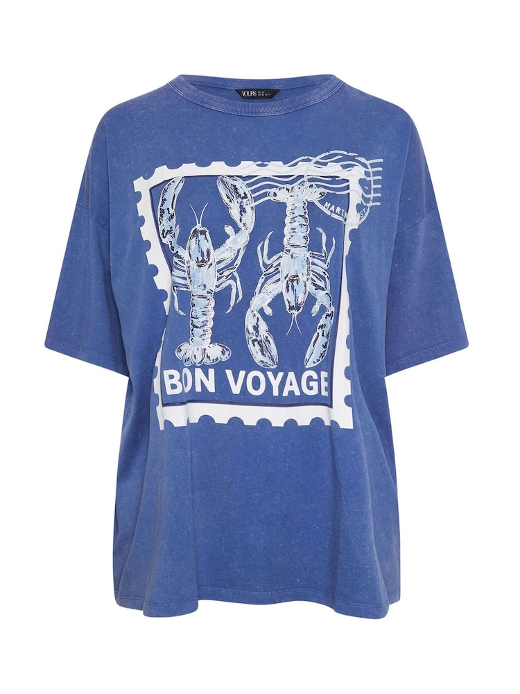 Yours Curve Bon Voyage' Slogan T-Shirt - תמונה 5 מתוך 5