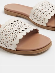 Yours Curve White Wide Fit EEE Cut Out Mule Sandals - Image 5 of 5