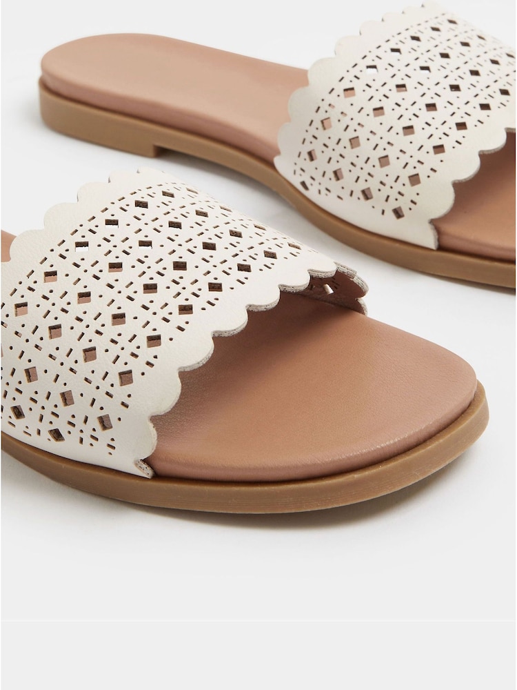 Yours Curve White Wide Fit EEE Cut Out Mule Sandals - Image 5 of 5