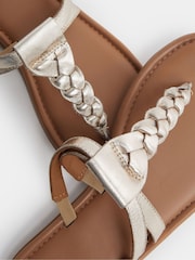 Yours Curve Gold Wide Fit EEE Faux Leather Plaited Sandals - Image 4 of 4