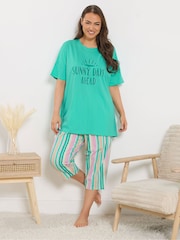 Yours Curve Sunny Days Stripe Short Sleeve Cropped Pyjamas Set - Bild 2 von 5