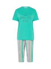 Yours Curve Sunny Days Stripe Short Sleeve Cropped Pyjamas Set - Bild 5 von 5