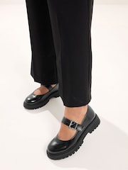 Yours Curve Black Extra Wide Fit Chunky Mary Janes Shoes - Image 1 of 5