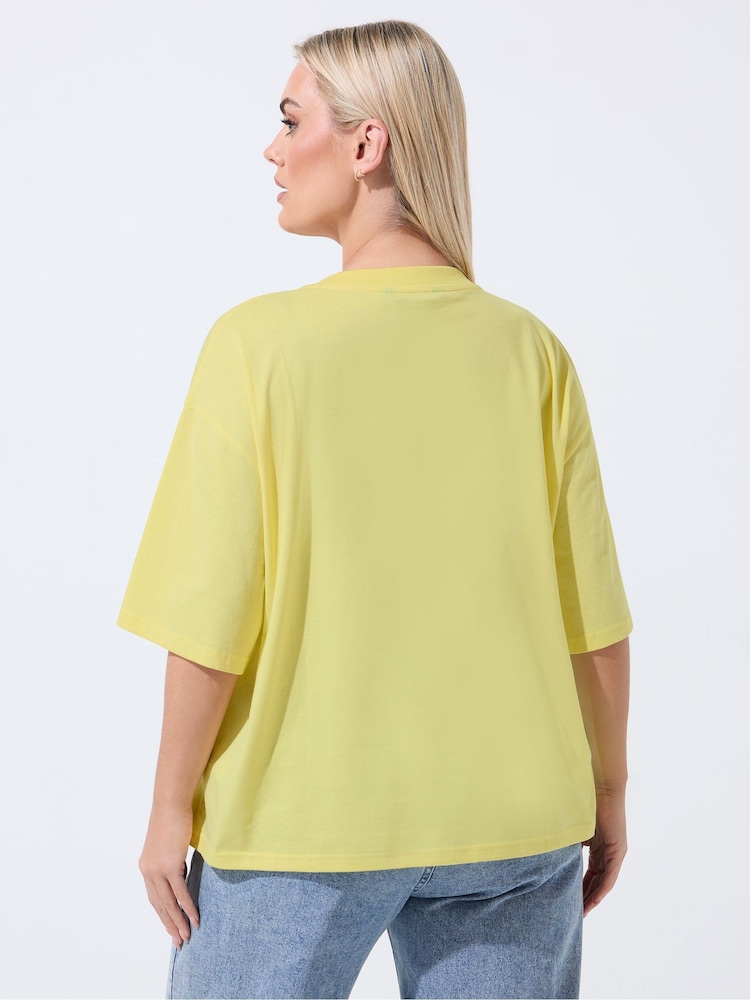 Yours Curve Yellow Limited Embroidered Floral T-Shirt - Image 2 of 5 Yours Curve Yellow Limited Embroidered Floral T-Shirt - Image 2 of 5