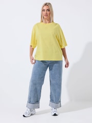 Yours Curve Yellow Limited Embroidered Floral T-Shirt - Image 3 of 5