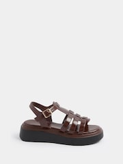 Yours Curve Brown Extra Wide Fit Platform Gladiator Sandals - Image 2 of 5