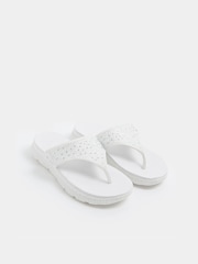 Yours Curve White E Wide Fit Diamante T-Bar Sandals - Image 2 of 5